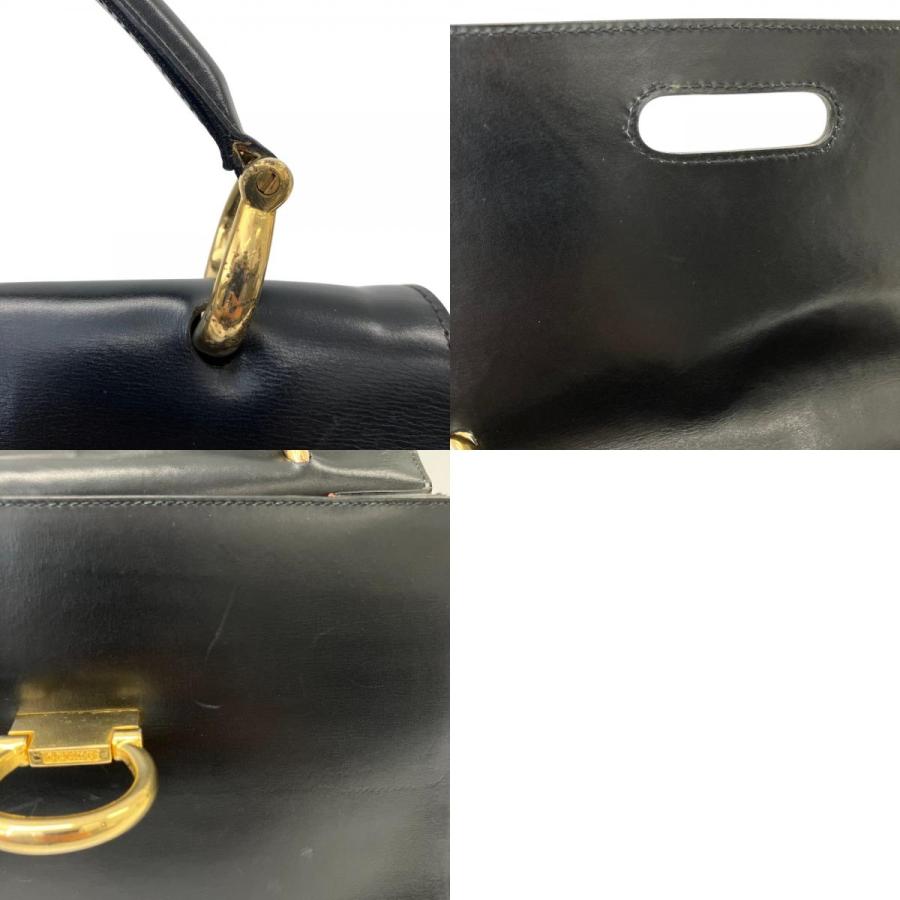 美品 CELINE レザー ハンドバッグ ゴールド金具 CELINE（セリーヌ） 美品 ビット金具 レザーハンドバッグ ブラック