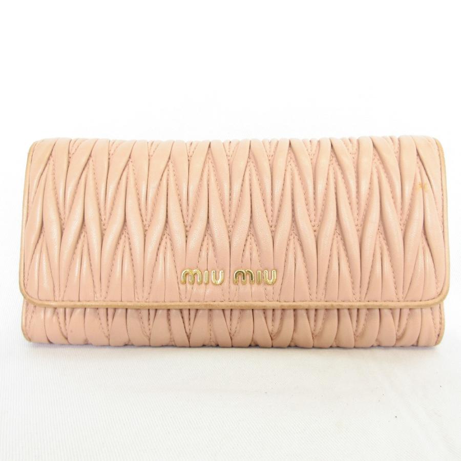 miu miu（ミュウミュウ） 良品 レザー マテラッセ ロングウォレット 長