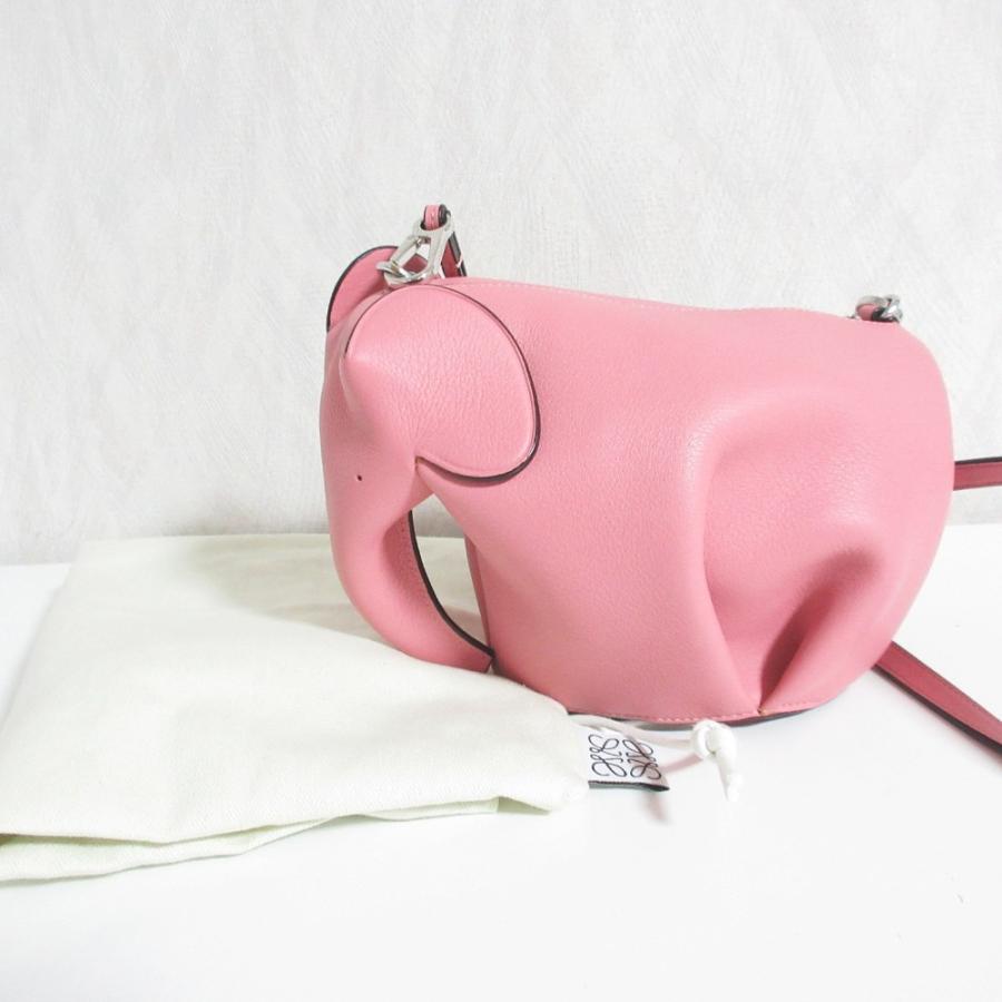 LOEWE ロエベ レザー ショルダーバッグ ピンク LOEWE（ロエベ） 美品 エレファント レザー ミニショルダーバッグ