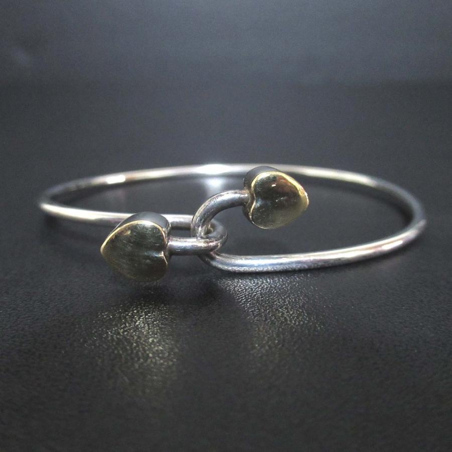 ✨極美品✨ティファニー ダブルハート ソリッド フック バングル 750/925 TIFFANY&Co.（ティファニー） 美品 Tiffany&Co ソリッド ダブルハート