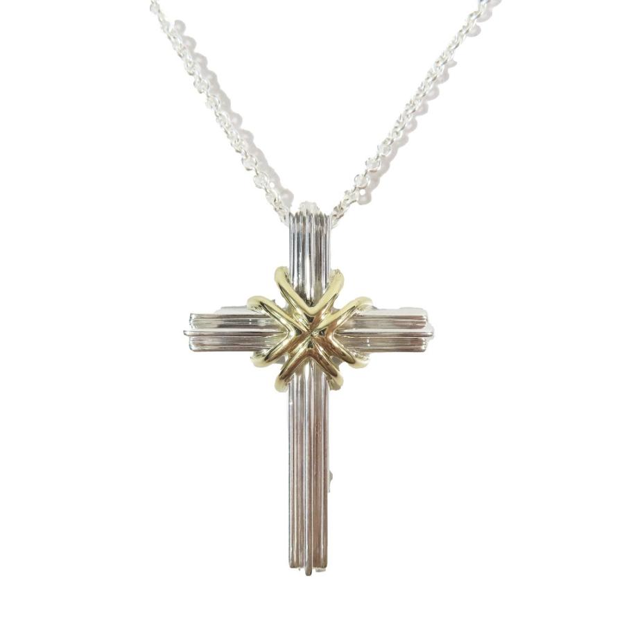 【美品】ティファニー シグネチャークロスペンダント SV925/750 TIFFANY&Co.（ティファニー） 新品同様 新品仕上げ済 TIFFANY&CO