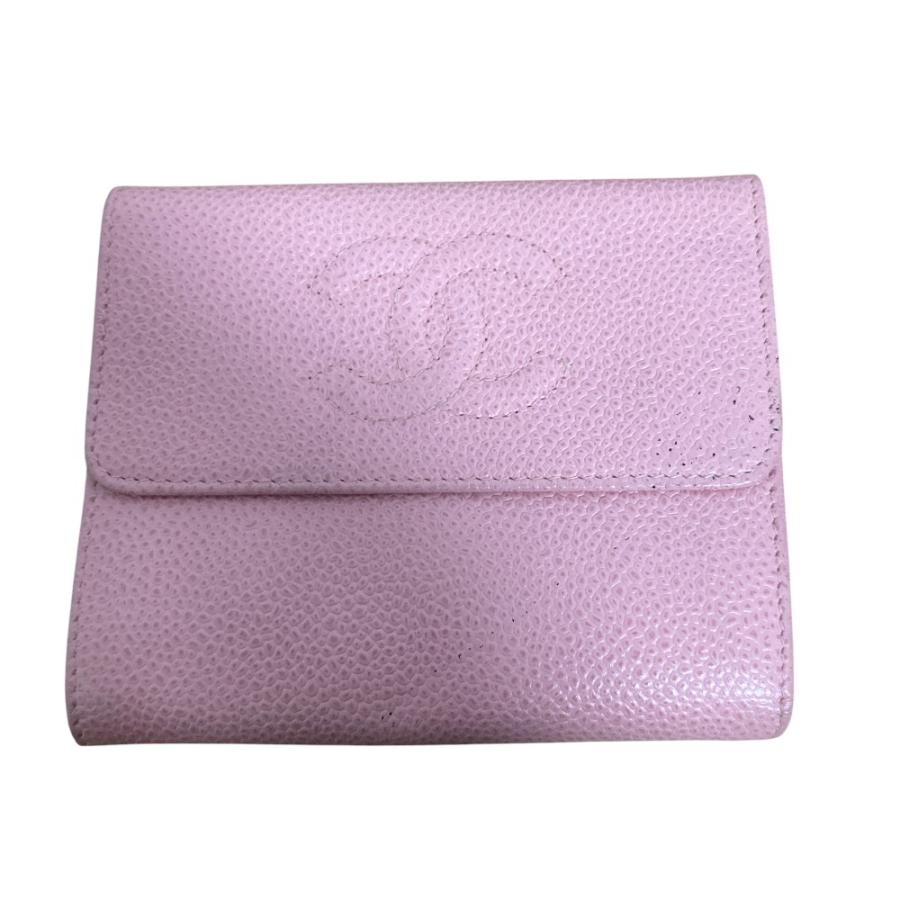 CHANEL（シャネル） 良品 ココマーク キャビアスキン 三つ折り財布 