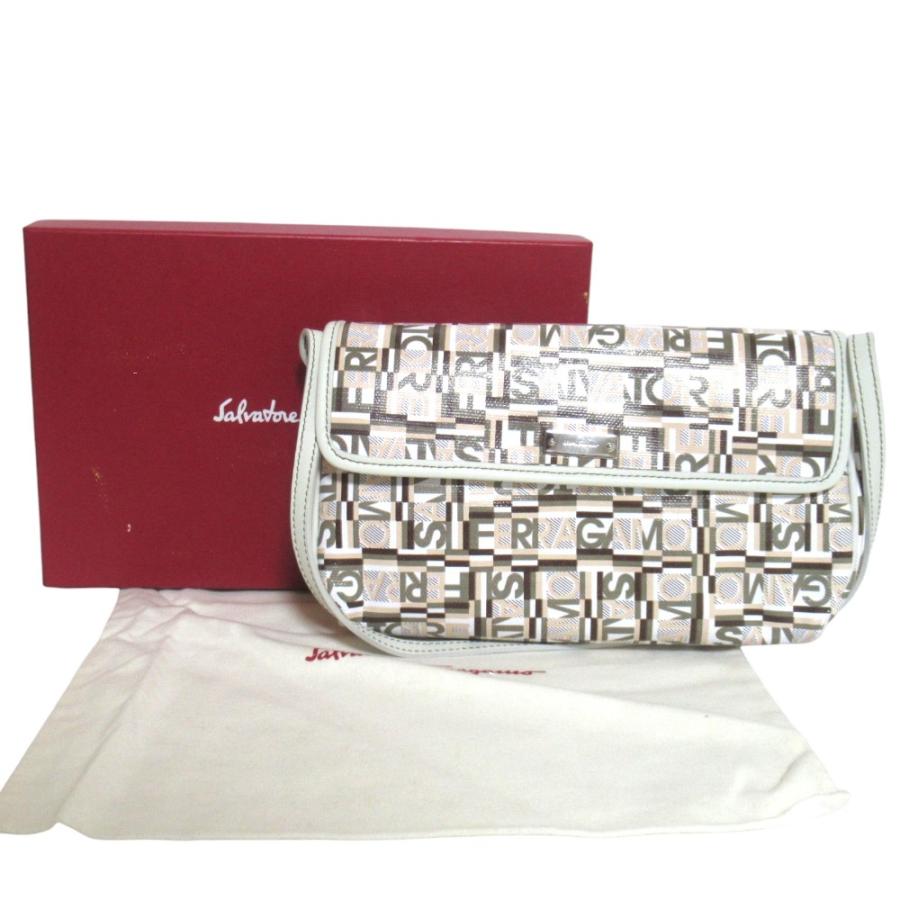 美品 Salvatore Ferragamo サルヴァトーレフェラガモ ロゴ総柄 PVC フラップ ワンショルダーバッグ マルチカラー レディース 古着 中古 USED 美品 Salvatore Ferragamo サルヴァトーレフェラガモ ロゴ総柄 PVC