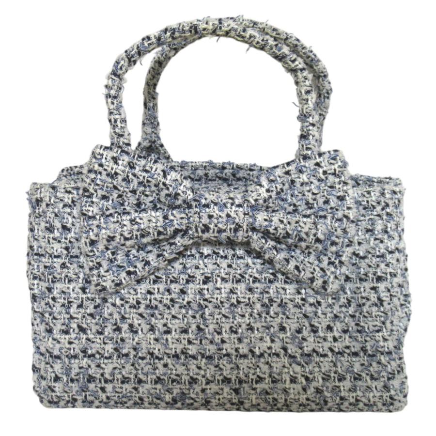 Rene（ルネ） 美品 フロントリボン ツイード ハンドバッグ ポーチ付き 