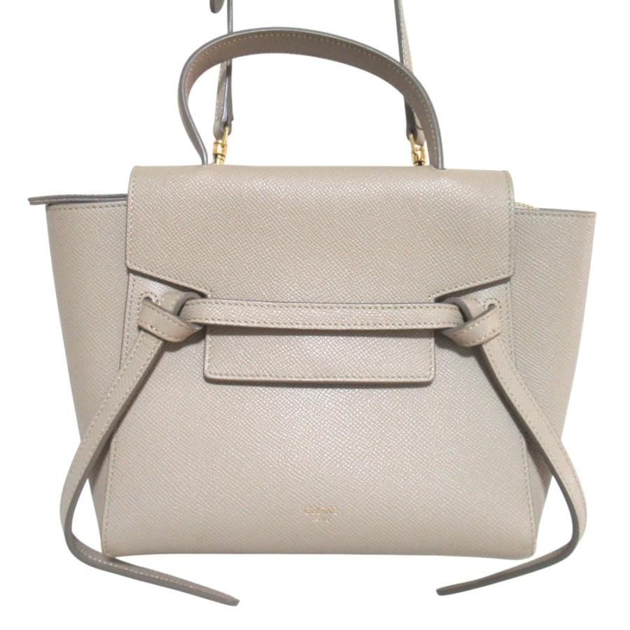 美品 CELINE セリーヌ ベルトバッグ ナノ 2WAY ハンドバッグ ショルダーバッグ グレージュ レディース 古着 中古 USED CELINE（セリーヌ） 美品 ベルトバッグ ナノ 2WAY ハンドバッグ