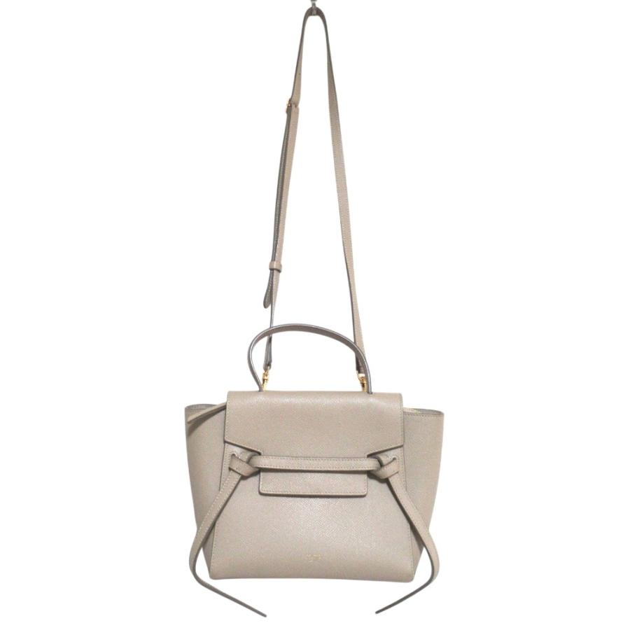 美品 CELINE セリーヌ ベルトバッグ ナノ 2WAY ハンドバッグ ショルダーバッグ グレージュ レディース 古着 中古 USED CELINE（セリーヌ） 美品 ベルトバッグ ナノ 2WAY ハンドバッグ