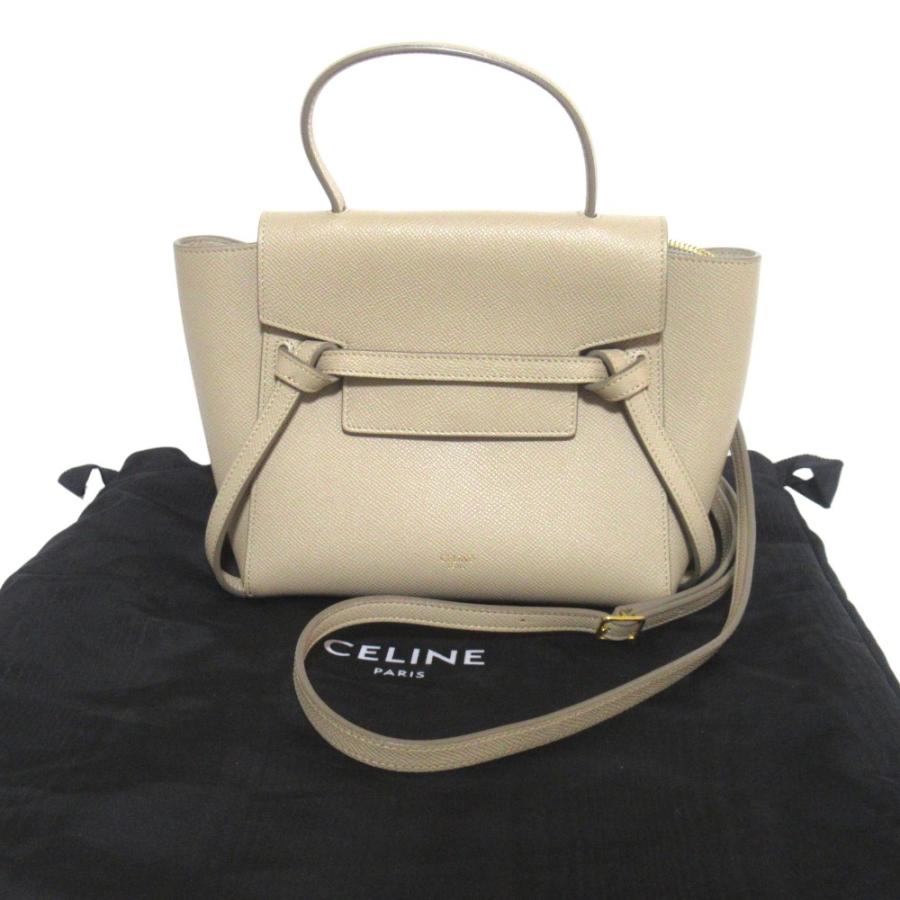 美品 CELINE セリーヌ ベルトバッグ ナノ 2WAY ハンドバッグ ショルダーバッグ グレージュ レディース 古着 中古 USED CELINE（セリーヌ） 美品 ベルトバッグ ナノ 2WAY ハンドバッグ
