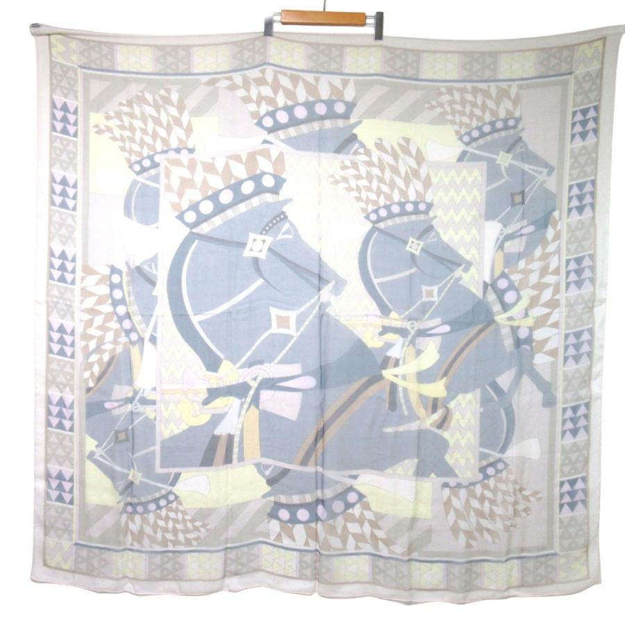 ●美品●HERMES●エルメス● スカーフ●大判140 HERMES（エルメス） 美品 カレ140 CHEVAUX DE KARNAK カルナック神殿の