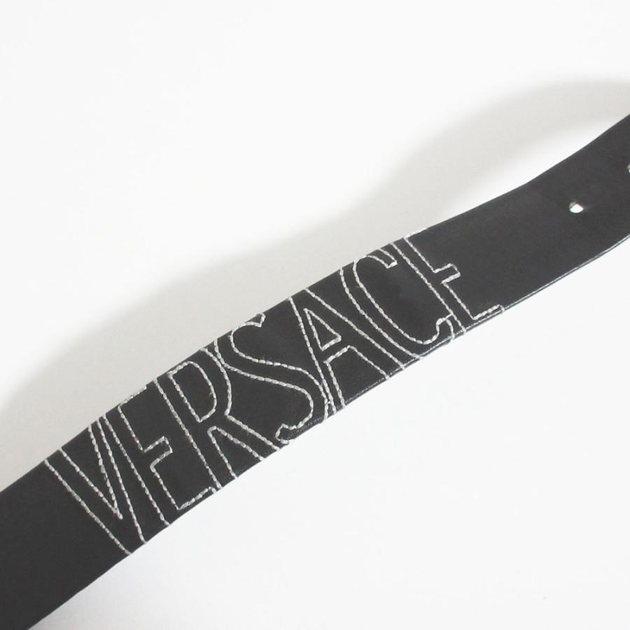 GIANNI VERSACE 美品 ジャンニヴェルサーチ ロゴ刺繍 レザーベルト 95