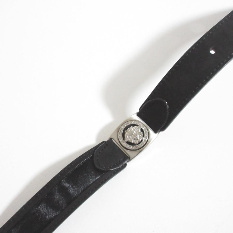 美品 GIANNI VERSACE ジャンニヴェルサーチ メデューサ金具 ハラコレザーベルト 90/36 ブラック メンズ 古着 中古 USED GIANNI VERSACE 美品 ジャンニヴェルサーチ メデューサ金具 ハラコ