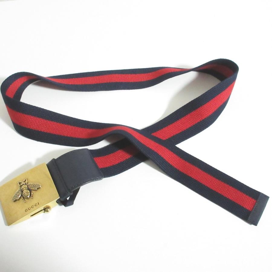 良品 GUCCI グッチ ビー シェリー ウェブストライプ ベルト 429027 85/34 ネイビー レッド メンズ レディース 古着 中古 USED GUCCI（グッチ） 良品 ビー シェリー ウェブストライプ ベルト 429027