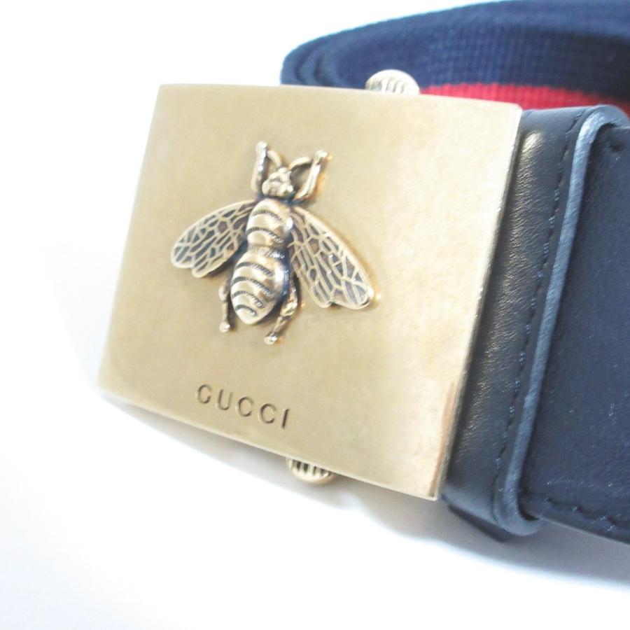 GUCCI（グッチ） 良品 ビー シェリー ウェブストライプ ベルト 429027