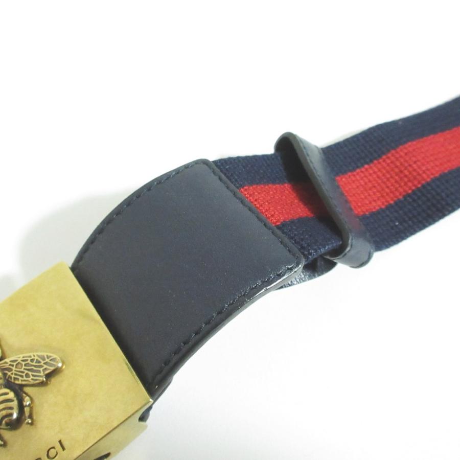 良品 GUCCI グッチ ビー シェリー ウェブストライプ ベルト 429027 85/34 ネイビー レッド メンズ レディース 古着 中古 USED GUCCI（グッチ） 良品 ビー シェリー ウェブストライプ ベルト 429027