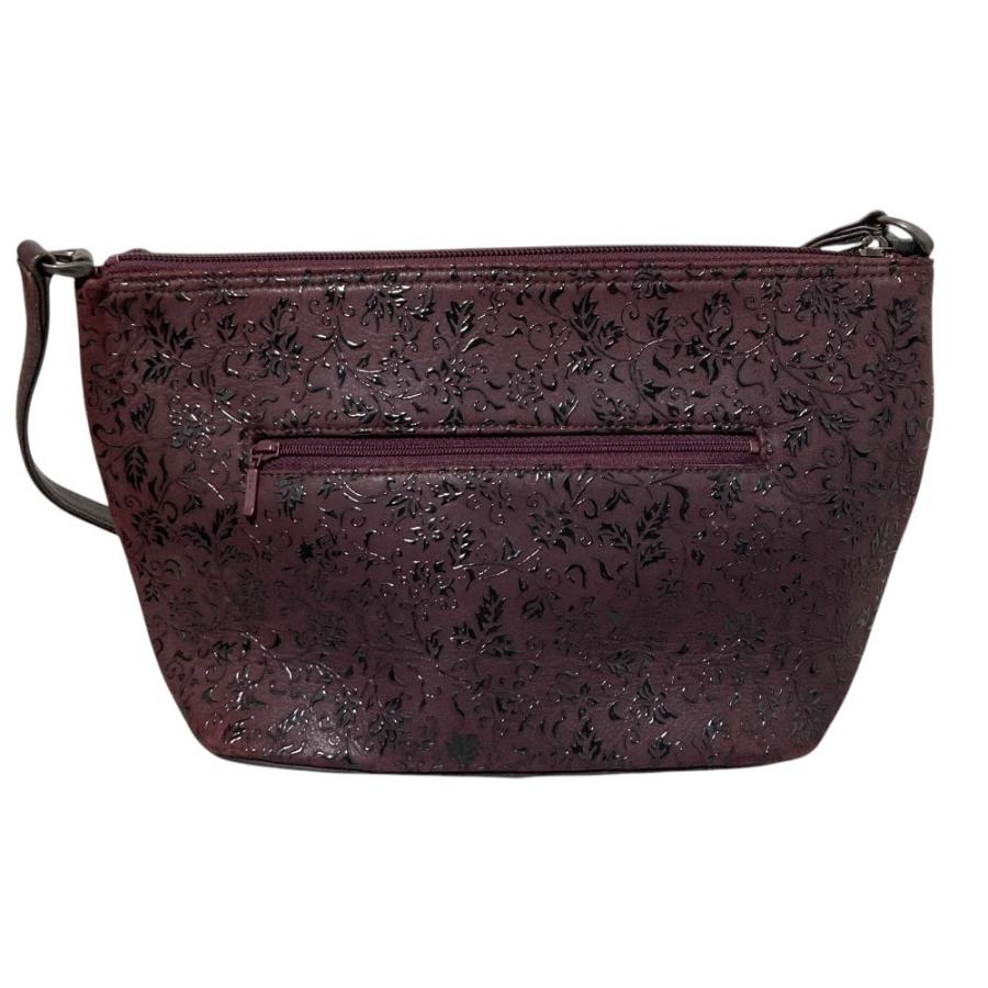 新品未使用【印傳屋】インデンヤ ショルダーバッグ 花唐草 鹿革 漆 ボルドー 印傳屋（INDEN-YA） 良品 インデンヤ 甲州印伝 花唐草 レザー