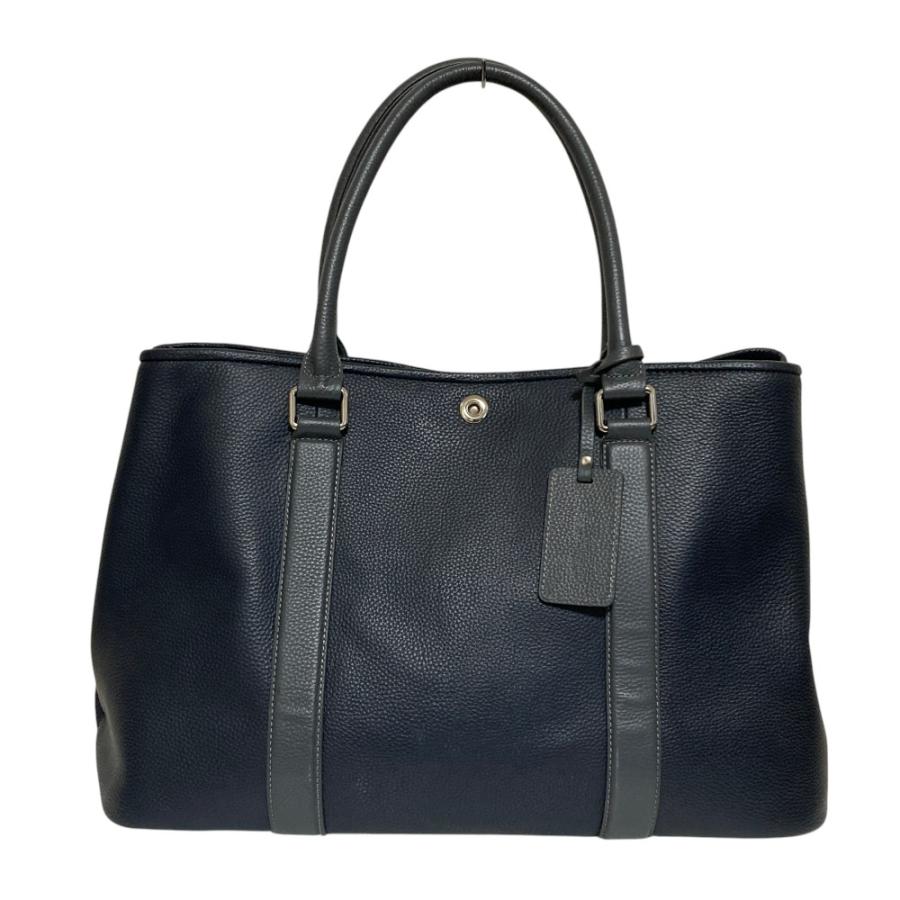 BARNEYS NEW YORK ビジネスバッグ ネイビー BARNEYS NEWYORK（バーニーズニューヨーク） 良品 シュリンクレザー