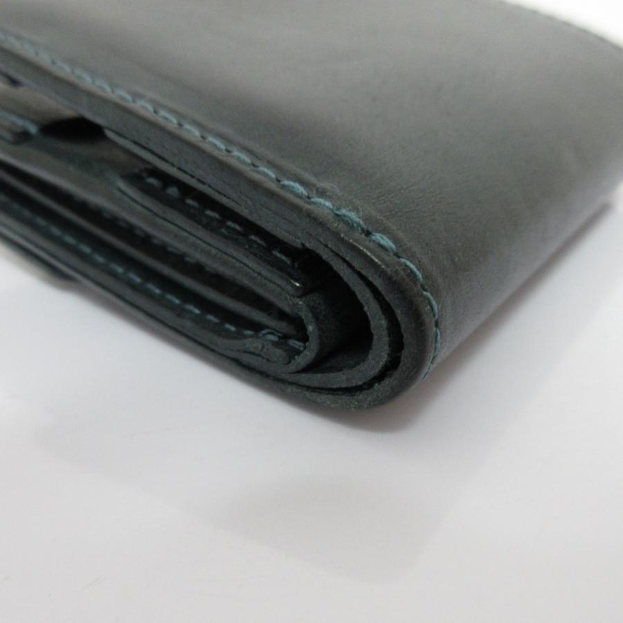 良品 BEERBELLY ビアベリー レザー 二つ折り財布 ダークグリーン