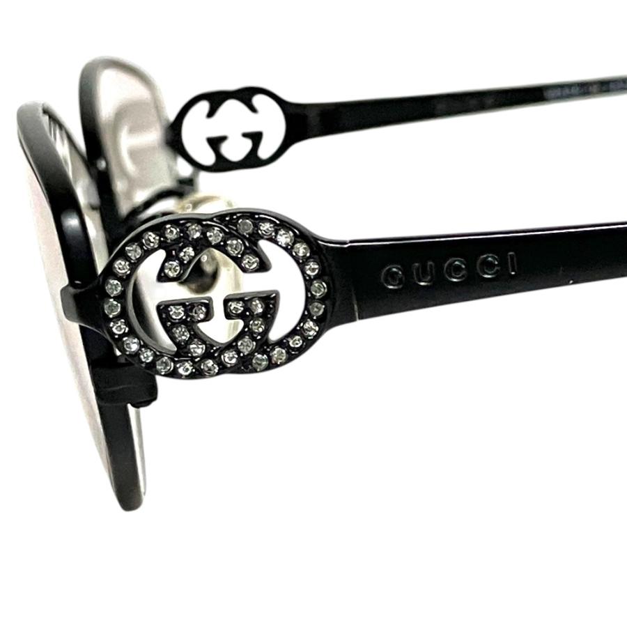グッチ　チタン製 メガネ(度あり) GUCCI（グッチ） 美品 度入り インターロッキングG ラインストーン