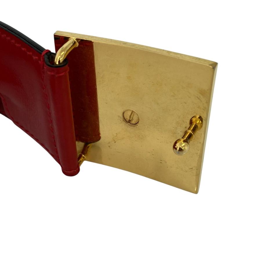 CELINE（セリーヌ） 良品 ヴィンテージ ロゴ金具 レザーベルト レッド