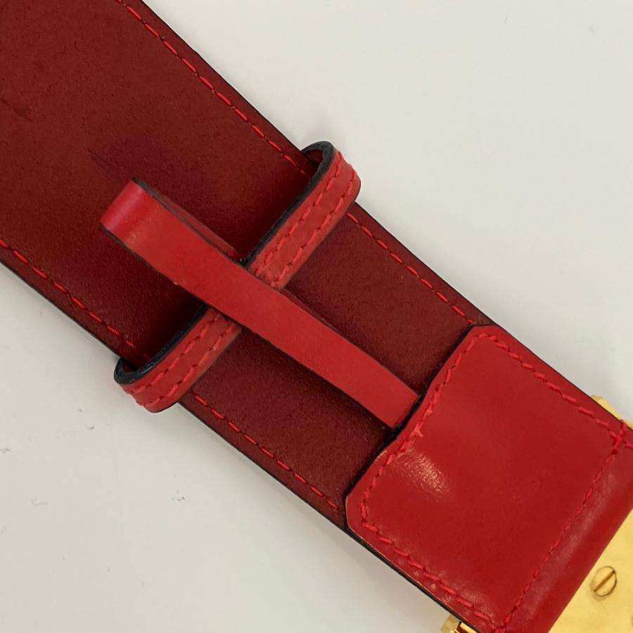 CELINE（セリーヌ） 良品 ヴィンテージ ロゴ金具 レザーベルト レッド