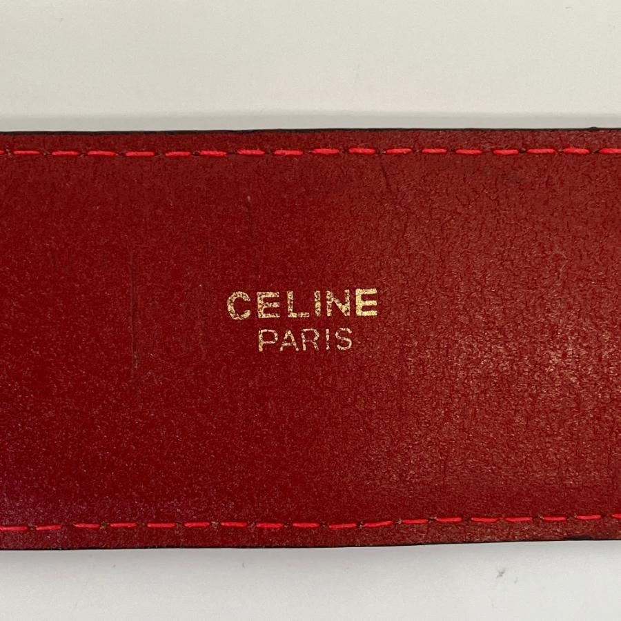 CELINE（セリーヌ） 良品 ヴィンテージ ロゴ金具 レザーベルト レッド