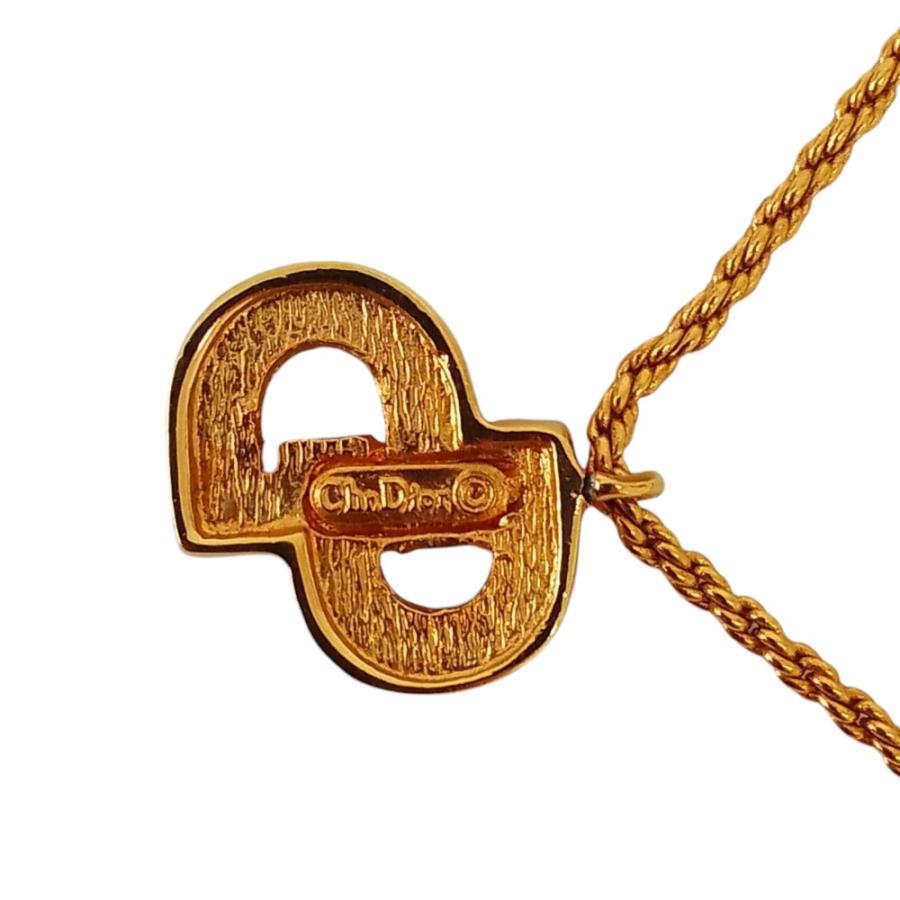 美品　クリスチャンディオール ネックレス ストーン　CDロゴ　ゴールド Christian Dior（クリスチャン・ディオール） 美品 ヴィンテージ CD