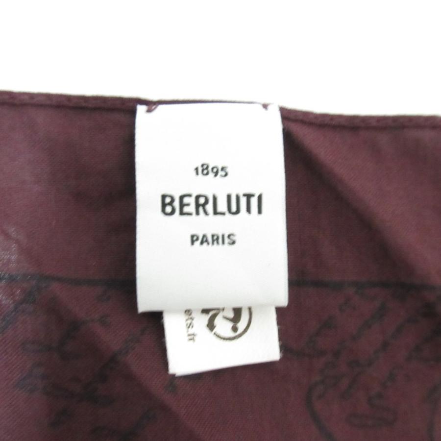 美品 BERLUTI ベルルッティ カリグラフィー コットン ハンカチーフ パープル メンズ 古着 中古 USED Berluti（ベルルッティ） 美品 カリグラフィー コットン ハンカチーフ
