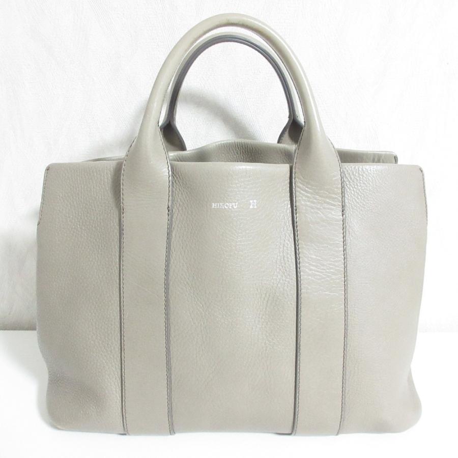 美品✨HIROFU ランポ 大容量　A4収納可　シボ革　トートバッグ　グレージュ HIROFU（ヒロフ） 良品 ランポ オールレザー トートバッグ