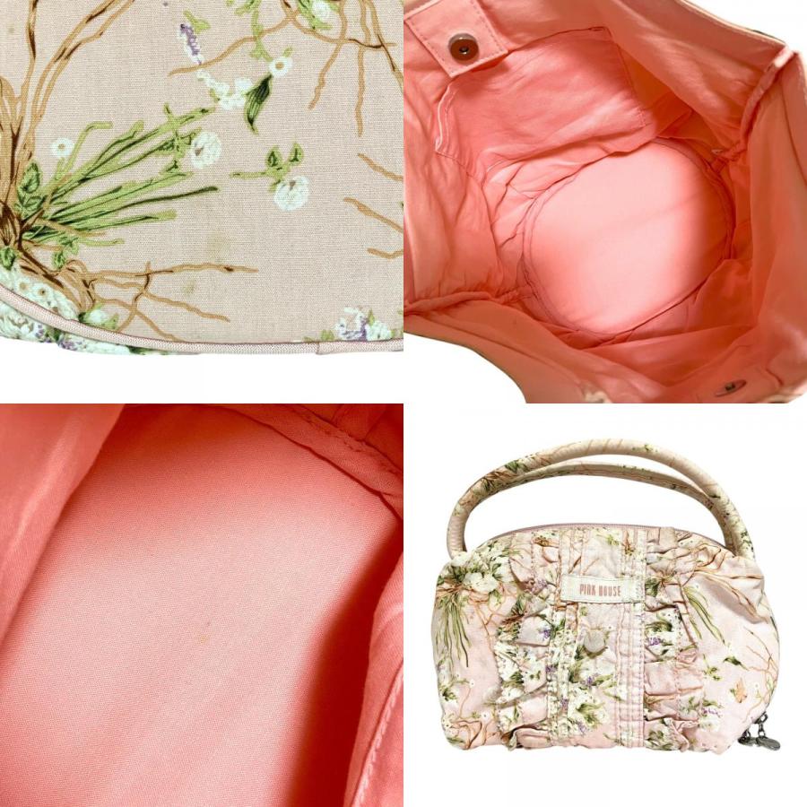 超美品　ピンクハウス　フラワープリント手提げバック PINK HOUSE（ピンクハウス） フラワー ブーケプリント フリル