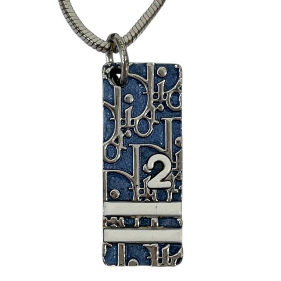 【希少】 Christian Dior トロッター プレートネックレス 2 青銀 Christian Dior（クリスチャン・ディオール） 良品 ヴィンテージ