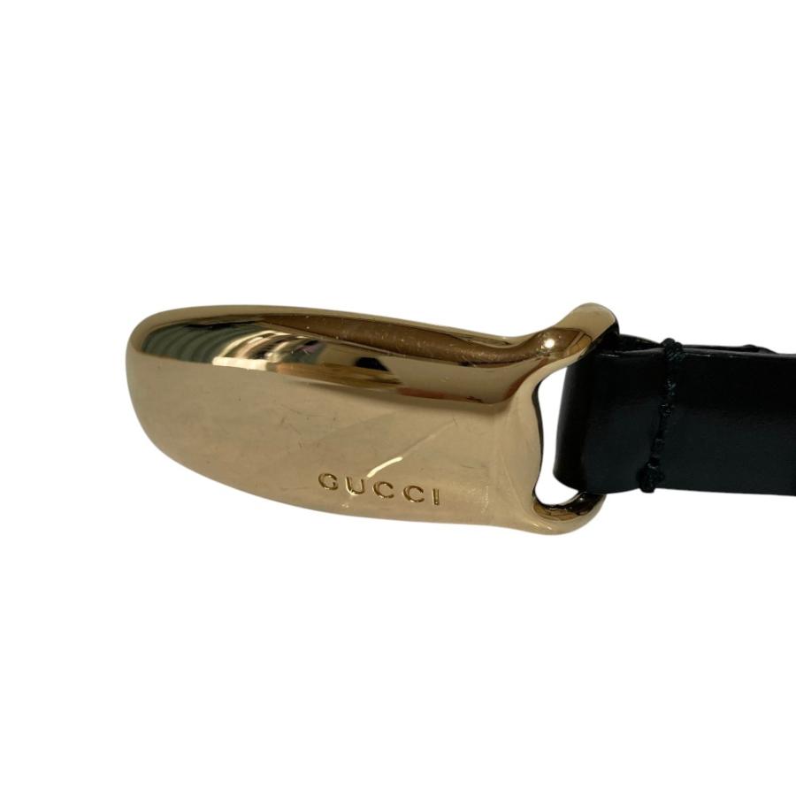 GUCCI（グッチ） 美品 ロゴ金具 バックル レザー ナローベルト 65cm 26