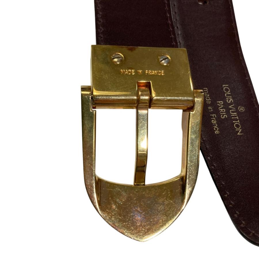 ルイヴィトン サンチュール レザーべルト ゴールドバックル　黒　110 44 LOUIS VUITTON（ルイ・ヴィトン） 良品 サンチュール クラシック
