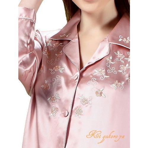 M / L 】【 訳あり 】シルクパジャマ レディース 長袖 シルク100% 花