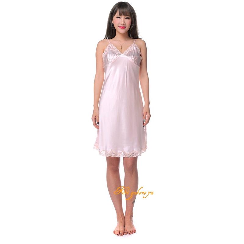 16.5匁シルク100％スリップ ピンク 無地レース : きごころ屋 Yahoo!店