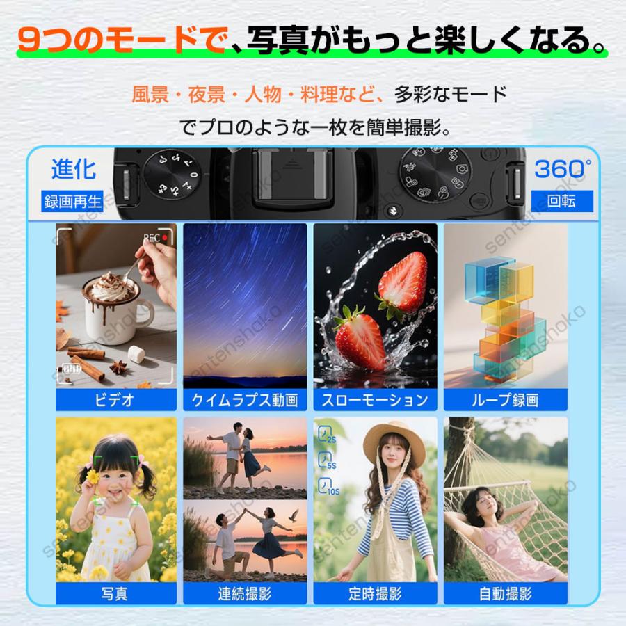 デジカメ デジタルカメラ 4K 7500万画素 高画質 20倍ズーム 前後