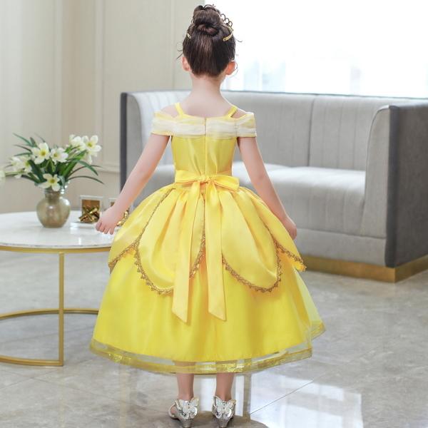 プリンセス ドレス お姫様ドレス 美女と野獣 ベル気分 イエロー 子供