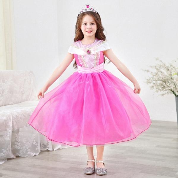 191 ピンクオーロラスクエアキッズヘアゴムプリンセスなりきり