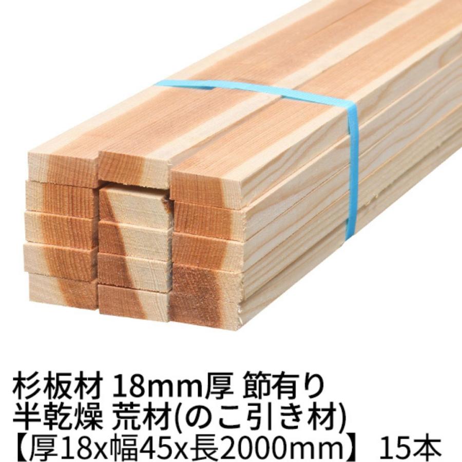 木材　まとめ売り　胴縁・貫 杉 胴縁 18×45×2000mm 15本 節有り 半乾燥材 荒材 ο 角材 板材 木材