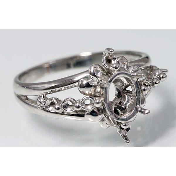 ki58【オーバルカボション7ミリ×5ミリ】ダイヤ入りリング空枠