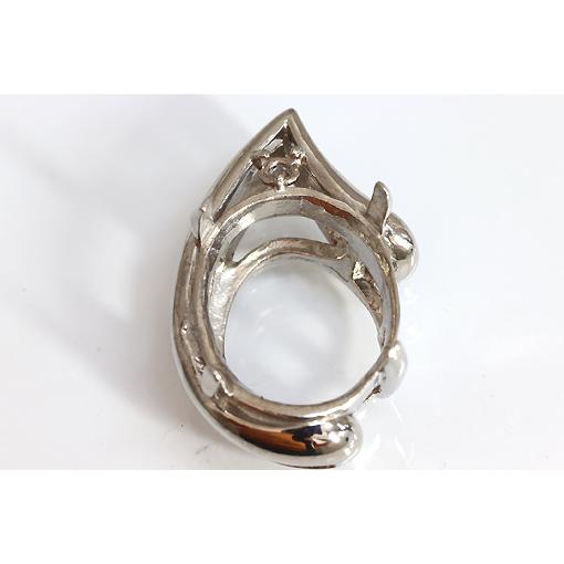 kj0096【オーバルカボション 16ミリ×12ミリ】ダイヤ入りペンダント空枠 