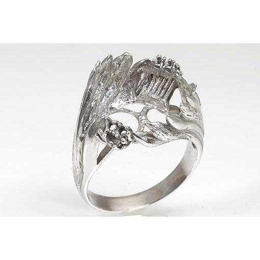 kj045【丸珠φ11〜12ミリ】Silver925ダイヤ入りリング空枠 : ジュエリー