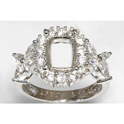 限定品〕s19068【スクエア8ミリ×6ミリ】CZ入りシルバー925リング空枠