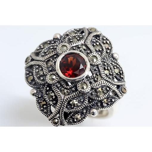 s400216【ガーネット＆マーカサイト】Silver925リング #11