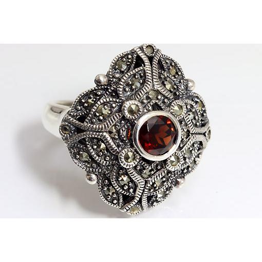 s400216【ガーネット＆マーカサイト】Silver925リング #11