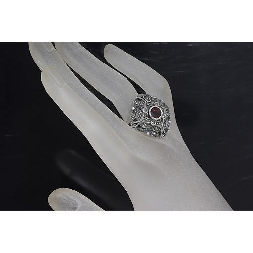 s400216【ガーネット＆マーカサイト】Silver925リング #11