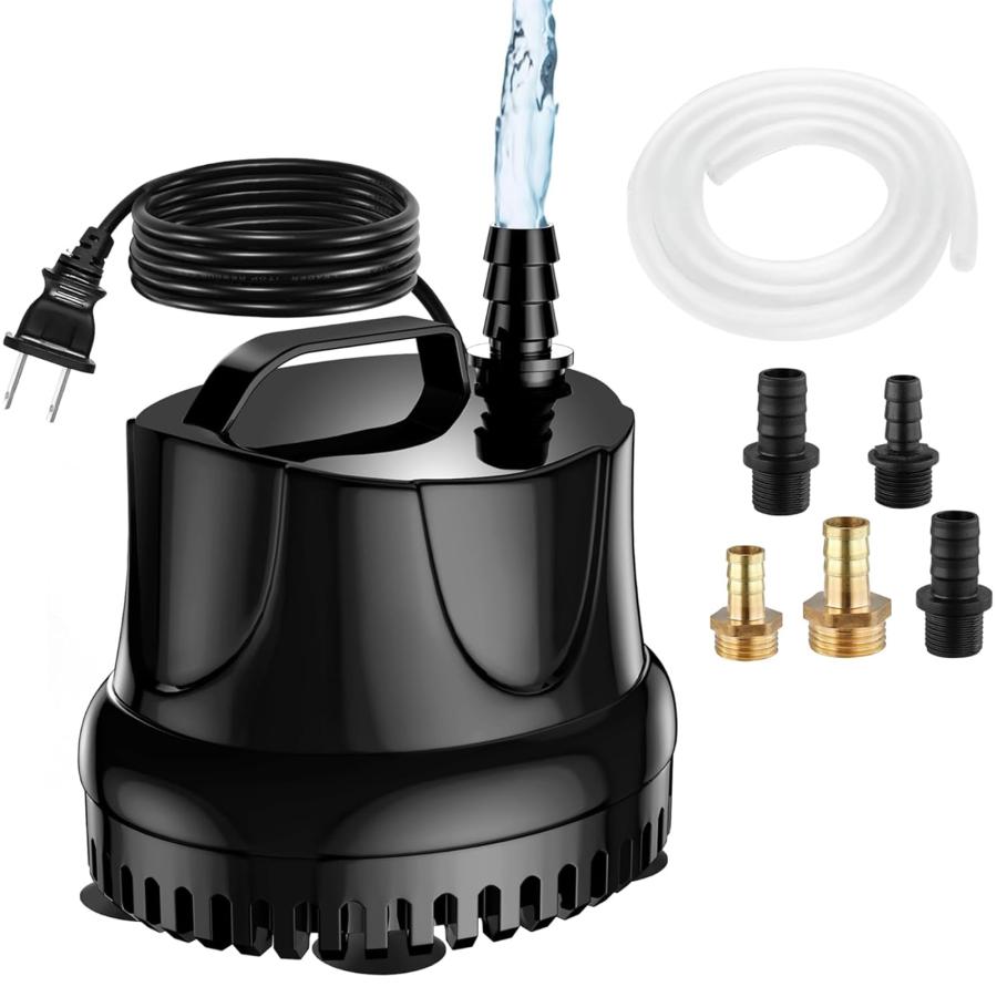 升?款静音】水中ポンプ水槽ポンプ吐出量1200L/H電源コード付き最大揚程