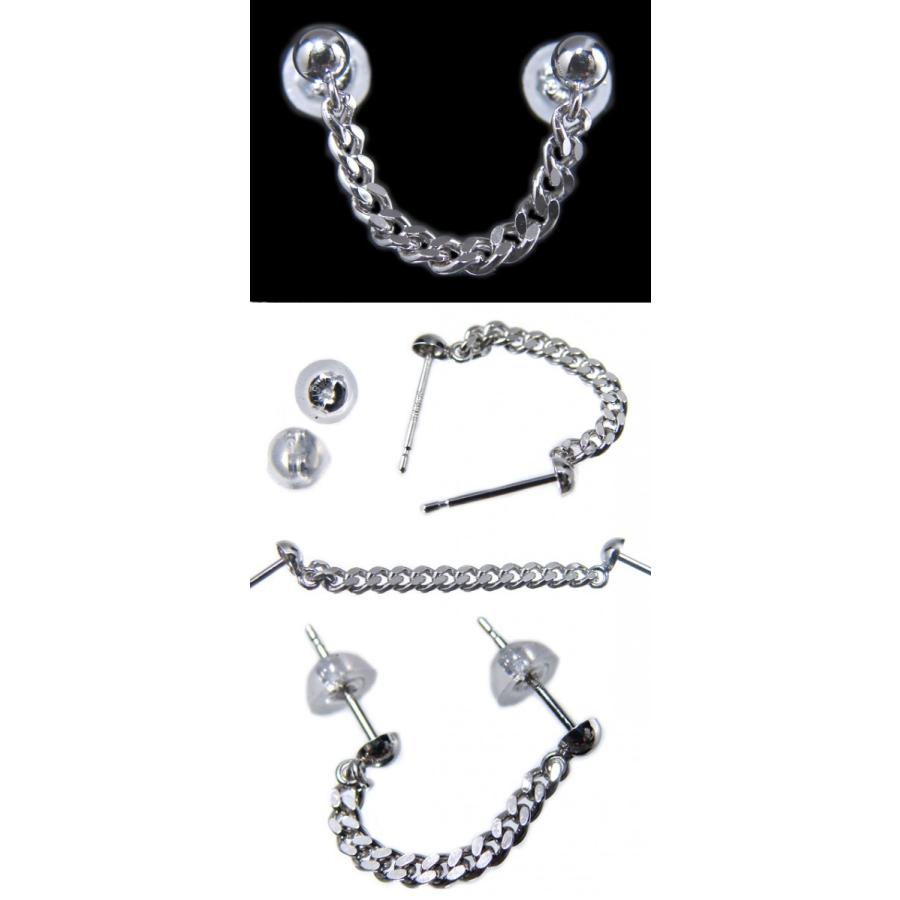 人気爆発キヘイ！片耳2ホール用ツインピアス☆18金ホワイトゴールド  