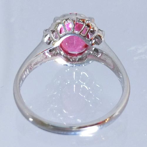 ピンクトルマリン 1.650ct　ダイヤモンド 0.080ct プラチナ Pt900 デザイン リング 　サイズ直し無料＆宝石鑑別書付きの画像