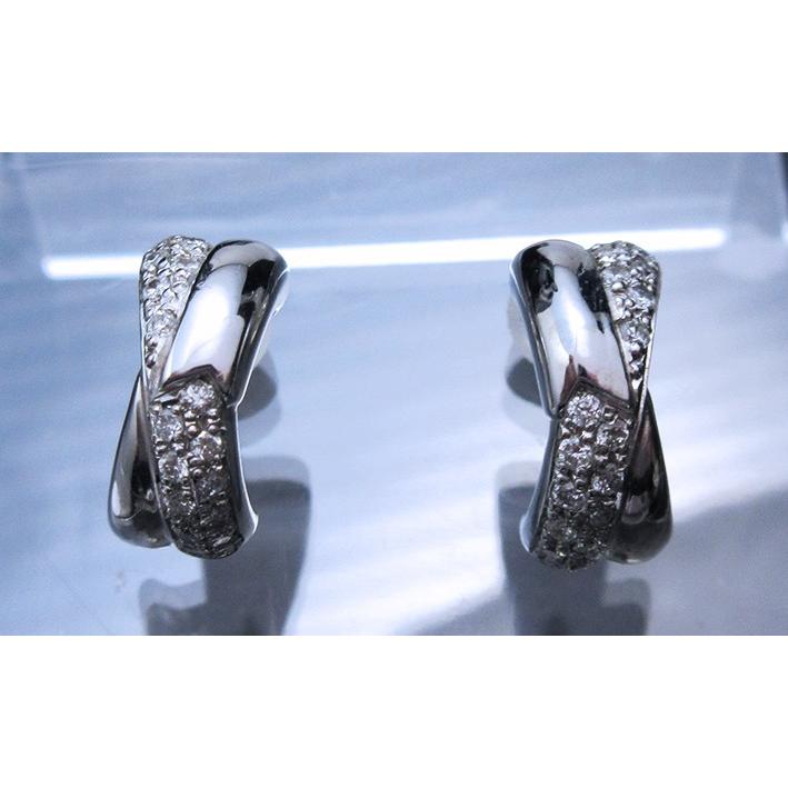 手作りふっくらバッテンピアス☆プラチナ（Pt850）天然ダイヤモンド計