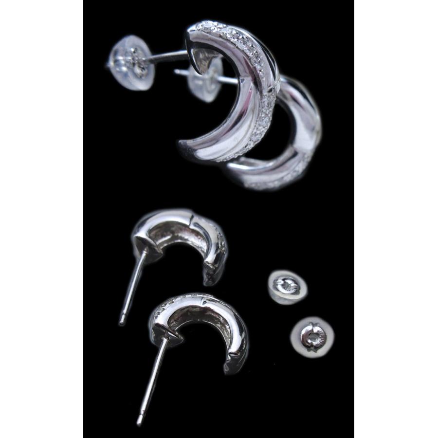 手作りふっくらバッテンピアス☆プラチナ（Pt850）天然ダイヤモンド計