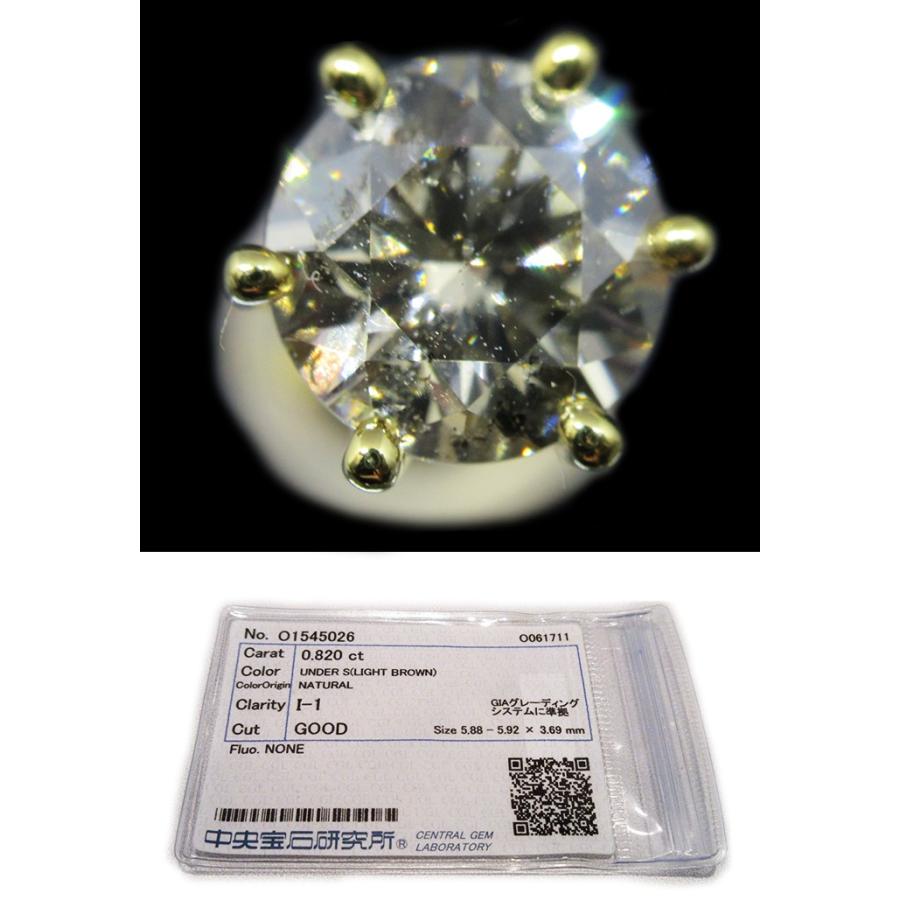 K18ブラウンダイヤモンド フックピアス 0.8ct イエローゴールド
